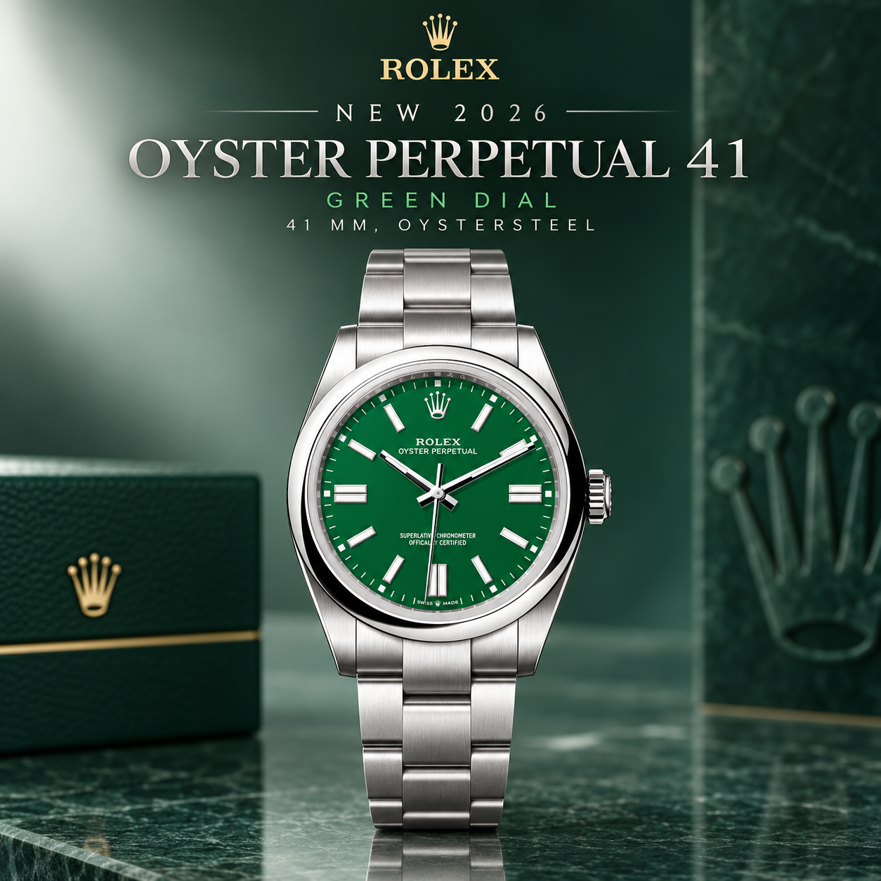 NEW 2026 ROLEX OYSTER PERPETUAL 41 GREEN DIAL