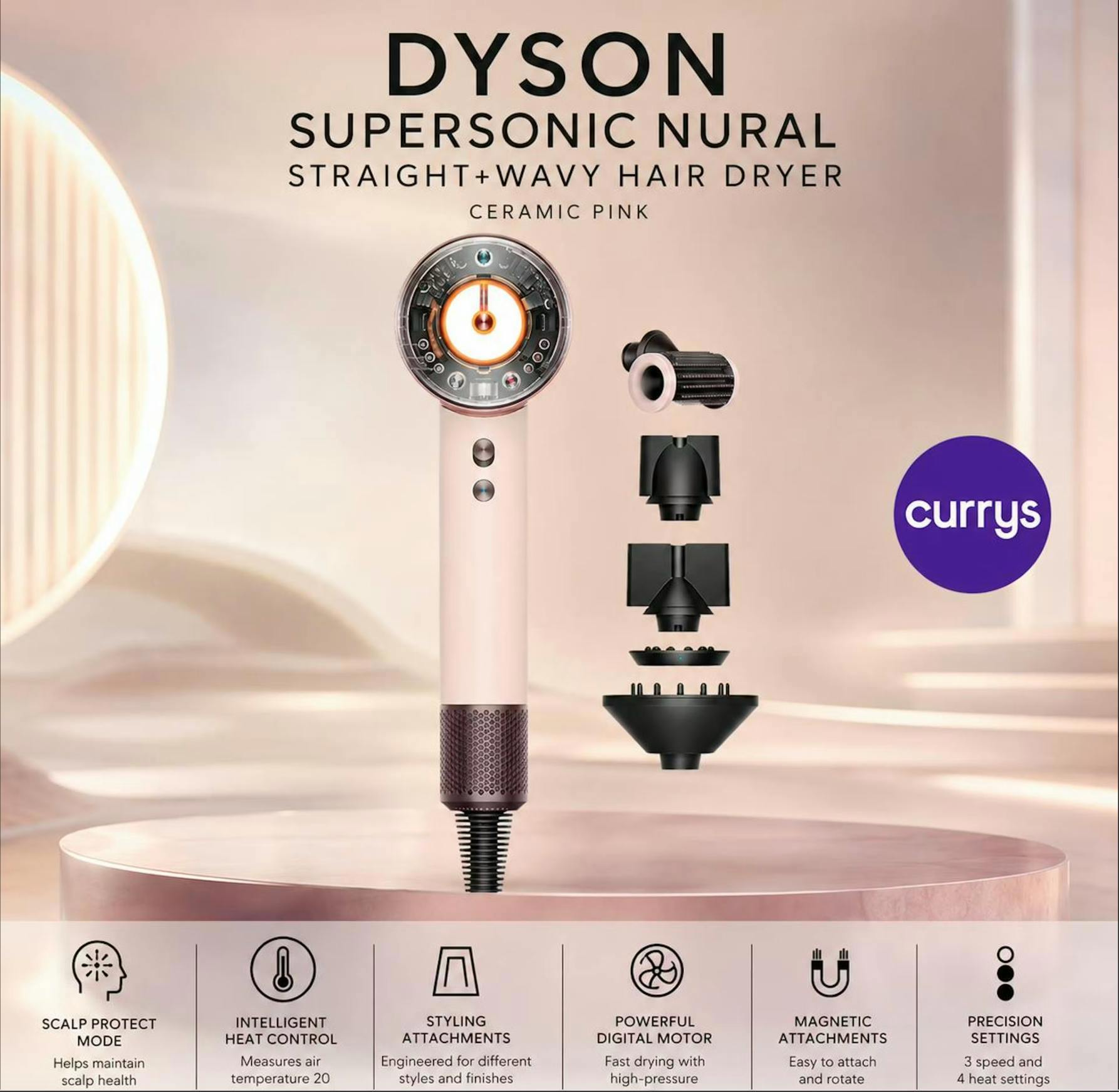 DYSON SUPERSONIC NURAL STRAIGHT+WAVY HAIR DRYER - CERAMIC PINK #14