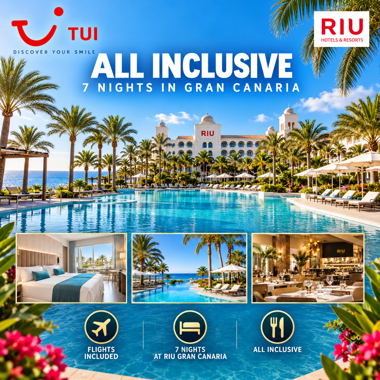 TUI ALL INCLUSIVE FOR TWO 7 NIGHT RIU ,GRAN CANARIA, CANARY ISLANDS