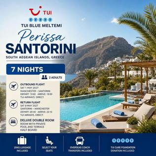 TUI 7 NIGHTS 2 PEOPLE TUi BLUE MELTEMI, PERISSA, SANTORINI
