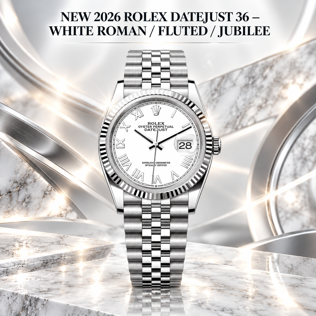 NEW 2026 ROLEX DATEJUST 36 – WHITE ROMAN / FLUTED / JUBILEE