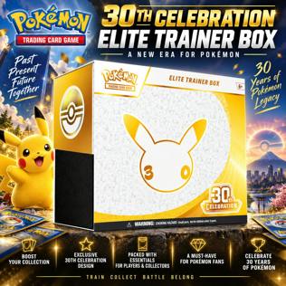 CLONE - BRAND NEW RELEASE POKÉMON TCG: 30TH CELEBRATION ELITE TRAINER BOX #9