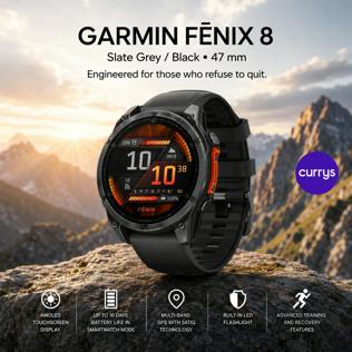 GARMIN FENIX 8 AMOLED SMART WATCH - SLATE GREY & BLACK, 47 MM - PARENT DAY 2 #23