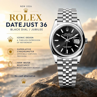 NEW 2026 ROLEX DATEJUST 36 BLACK / JUBILEE