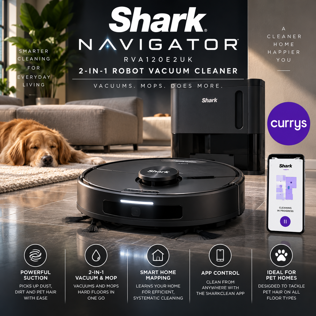 SHARK NAVIGATOR RVA120E2UK 2-IN-1 ROBOT VACUUM CLEANER - BLACK - N528172W #1