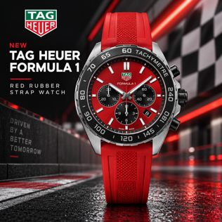 NEW TAG HEUER FORMULA 1 RED RUBBER STRAP WATCH #1