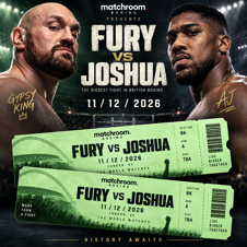 2 x FURY VS JOSHUA LOWER LIGHT GREEN BOXING TICKETS 11/12/2026 #1