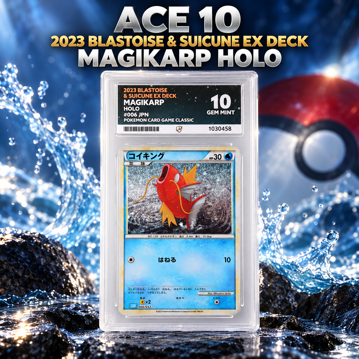 ACE 10 2023 BLASTOISE & SUICUNE EX DECK MAGIKARP HOLO