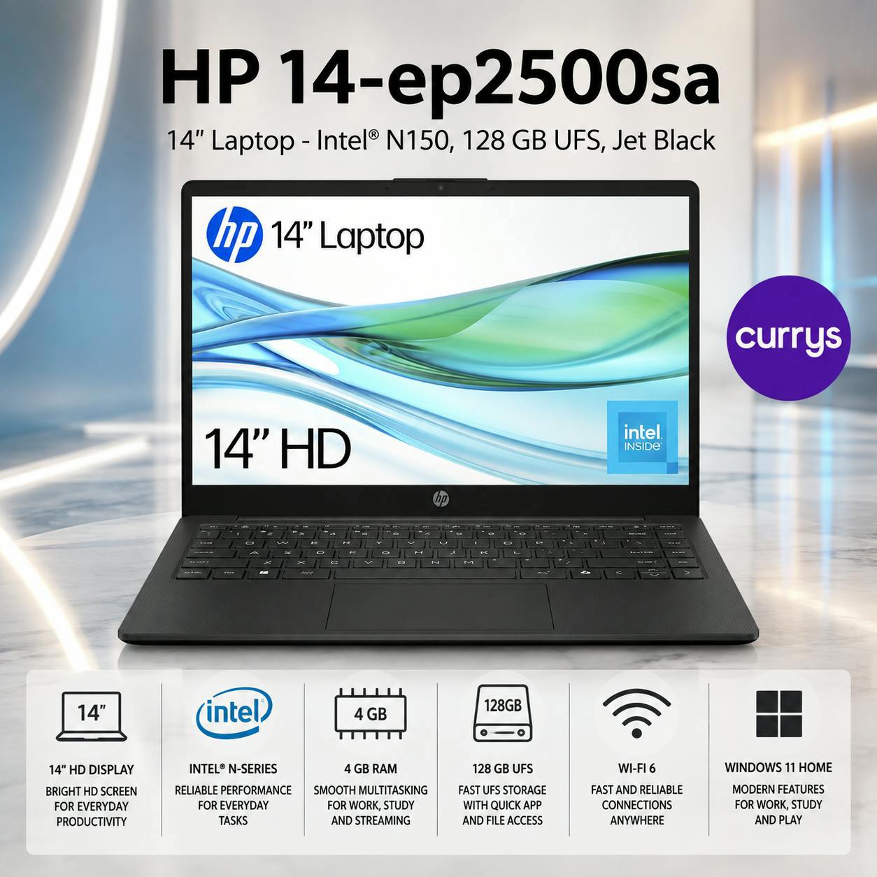 HP 14-EP2500SA 14" LAPTOP - INTEL® N150, 128 GB UFS, JET BLACK #13