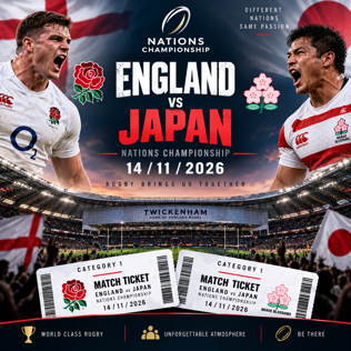 2 X CAT 1 ENGLAND VS JAPAN NATIONS CHAMPIONSHIP RUGBY 14/11/2026