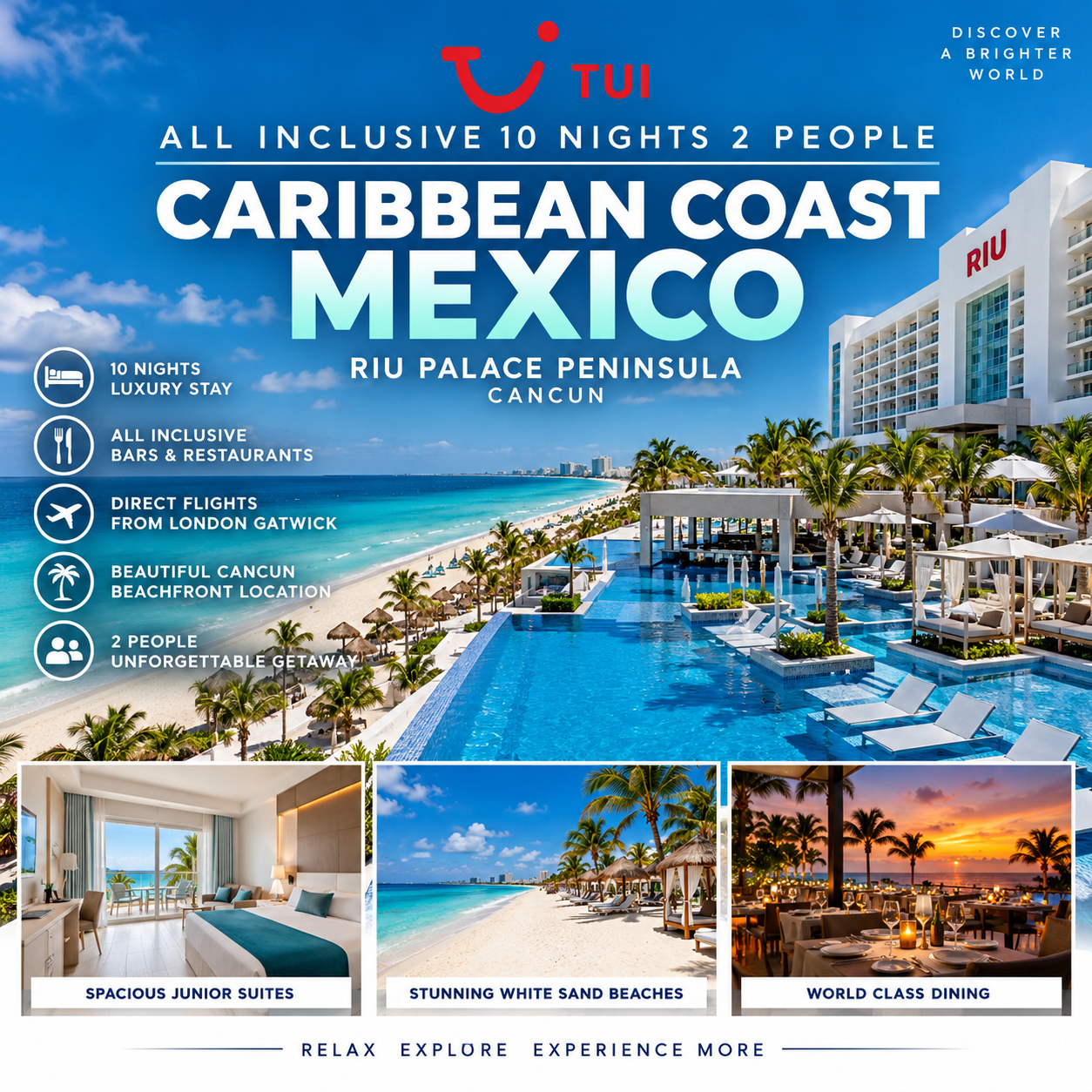 TUI ALL INCLUSIVE 10 NIGHTS 2 PEOPLE CARIBBEAN COAST MEXICO