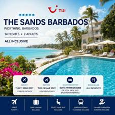 TUI ALL INCLUSIVE 14 NIGHTS 2 PEOPLE THE SANDS BARBADOS