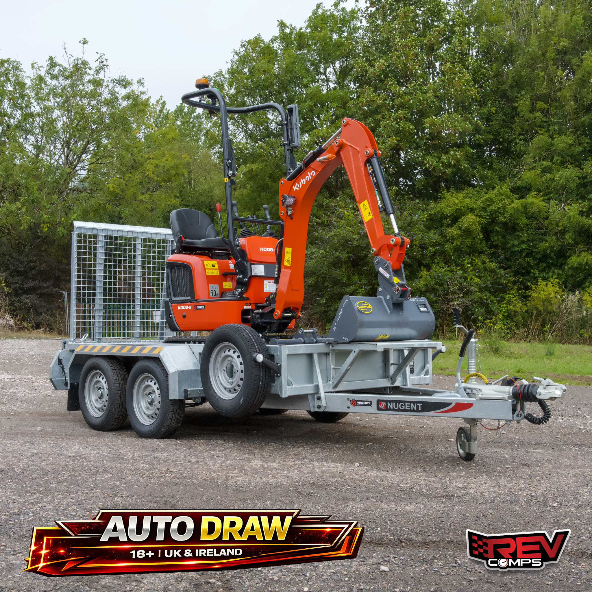 Brand New Kubota K008-5 Mini Digger + Nugent P2813 Plant Trailer