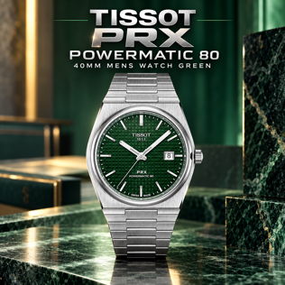 TISSOT PRX POWERMATIC 80 40MM GREEN DIAL #1