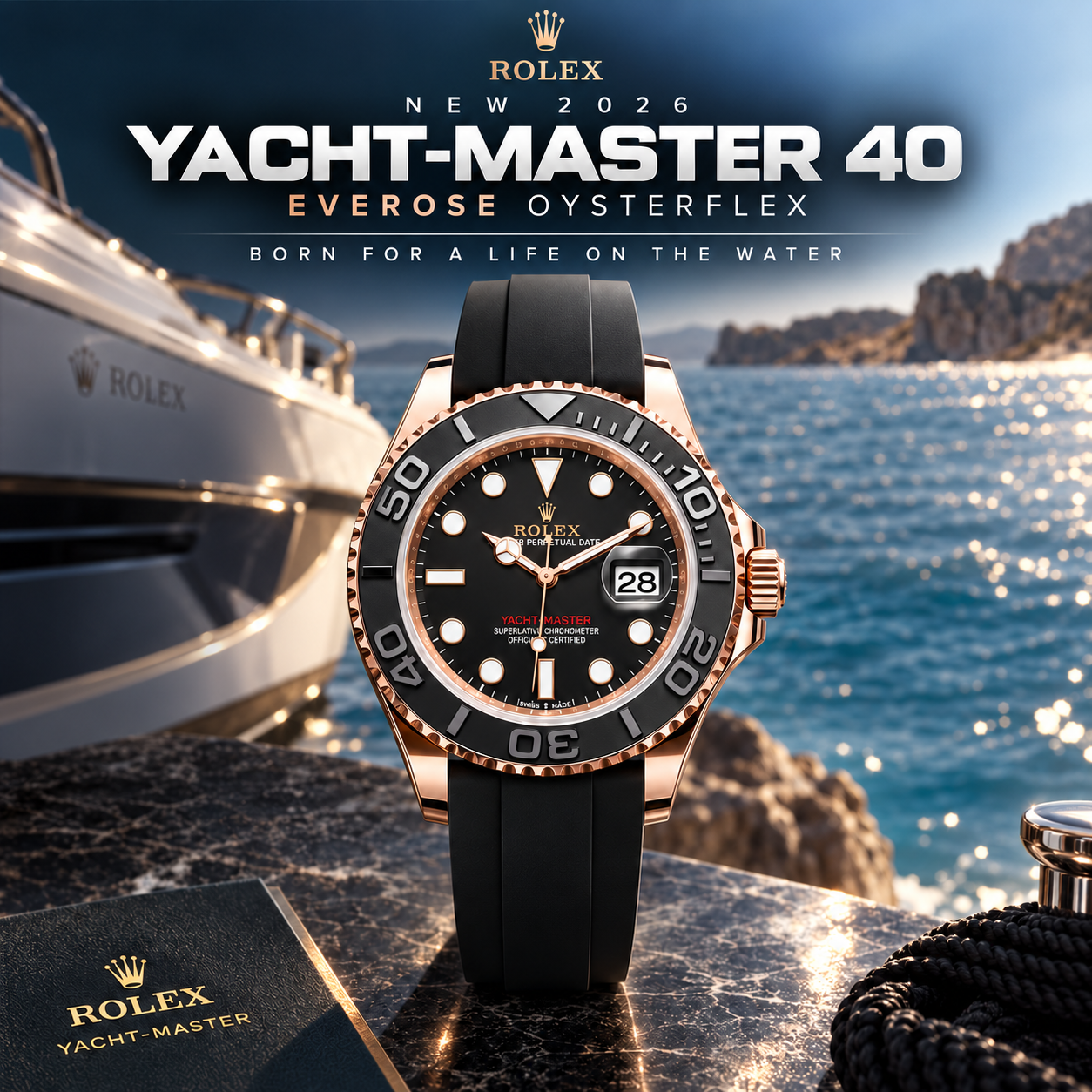 NEW 2026 ROLEX EVE-ROSE YACHT-MASTER 40 OYSTERLFEX