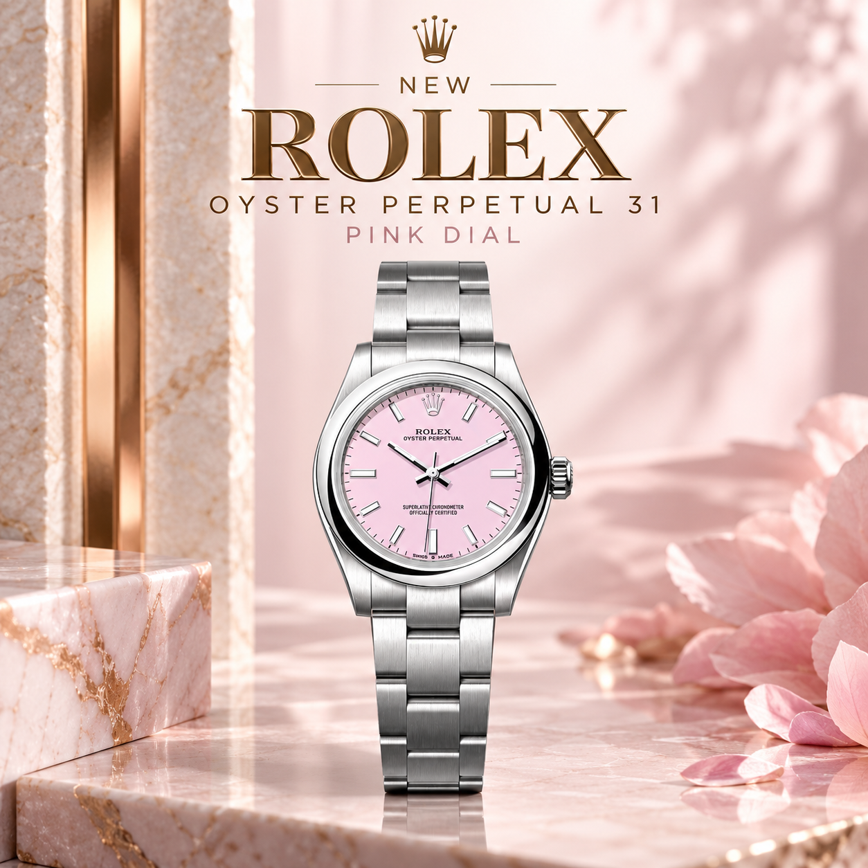 NEW ROLEX OYSTER PERPETUAL 31 PINK DIAL