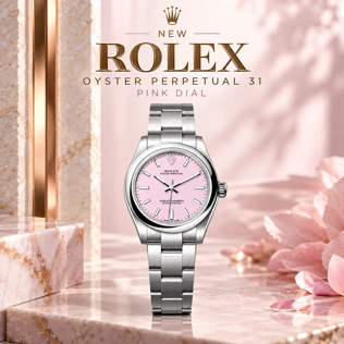NEW ROLEX OYSTER PERPETUAL 31 PINK DIAL