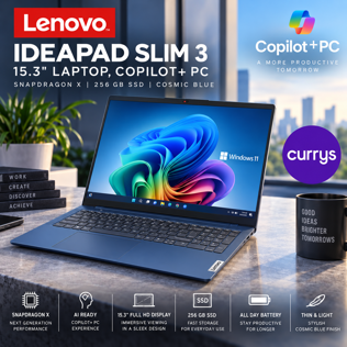 LENOVO IDEAPAD SLIM 3 15.3" LAPTOP, COPILOT+ PC - 256 GB SSD, COSMIC BLUE #2