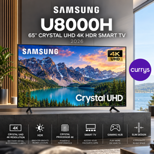 SAMSUNGS U8000H 65" CRYSTAL UHD 4K HDR SMART TV 2026 UE65U8000H #1