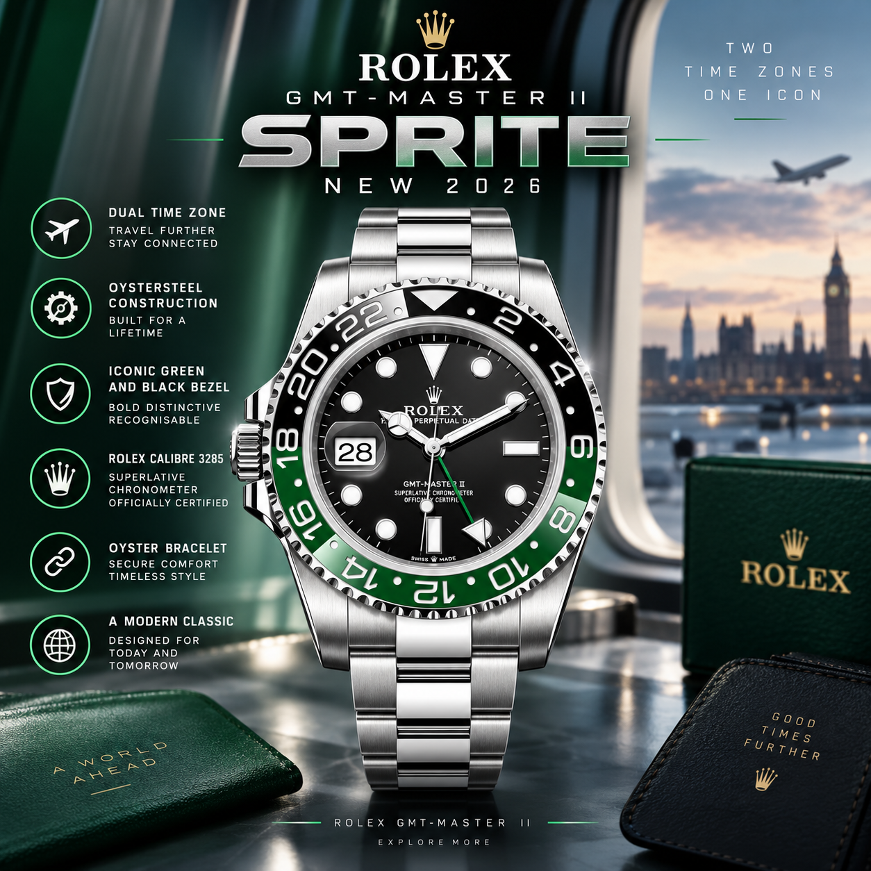NEW 2026 ROLEX GMT MASTER II SPRITE OR £8,000