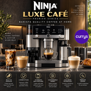 NINJA LUXE CAFE PREMIER SERIES ES601UK BEAN TO CUP COFFEE MACHINE - SILVER & BLACK - N660314W #1