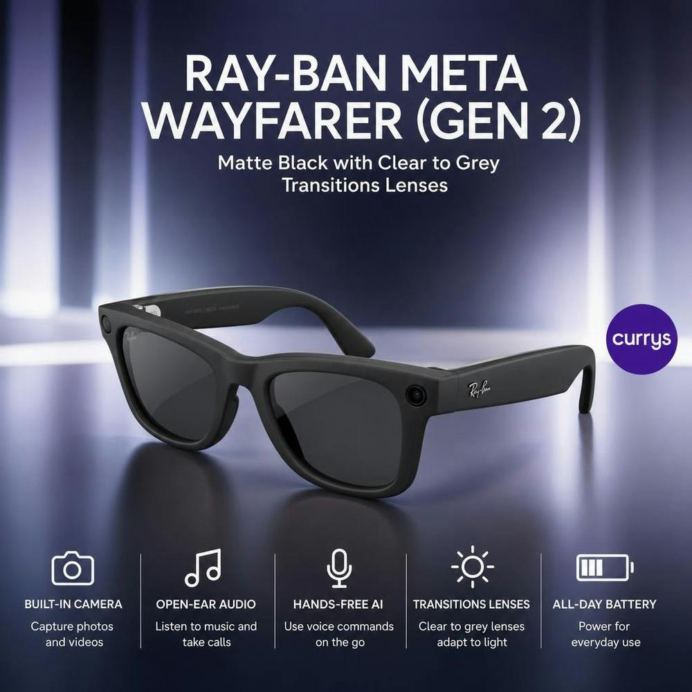 RAY-BAN META WAYFARER GEN 2 SMART GLASSES IN MATTE BLACK
