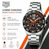 NEW TAG HEUER FORMULA 1 GREY & ORANGE CHRONOGRAPH 43MM WATCH