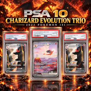 PSA 10 2023 151 CHARMANDER, CHARMELEON AND CHARIZARD EVOLUTION TRIO