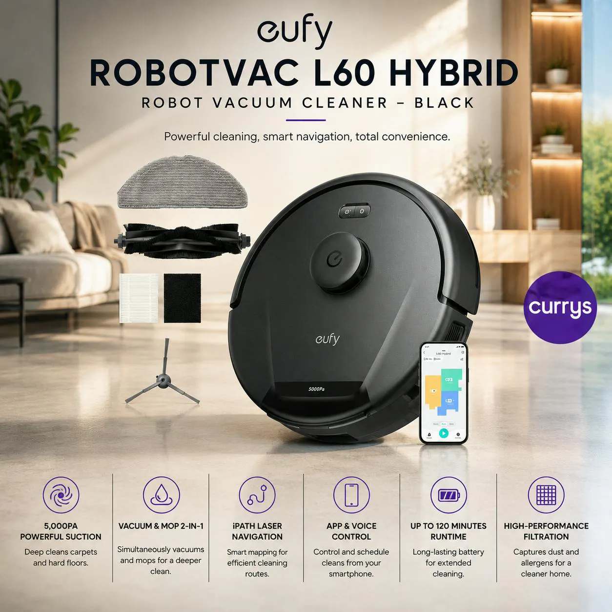 EUFY ROBOVAC L60 HYBRID ROBOT VACUUM CLEANER - BLACK