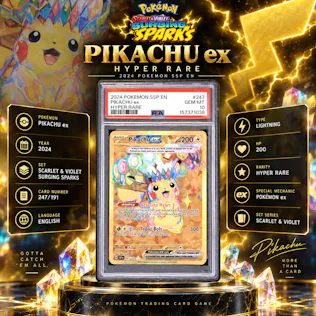 PSA 10 2024 POKEMON SSP EN-SURGING SPARKS PIKACHU EX HYPER RARE