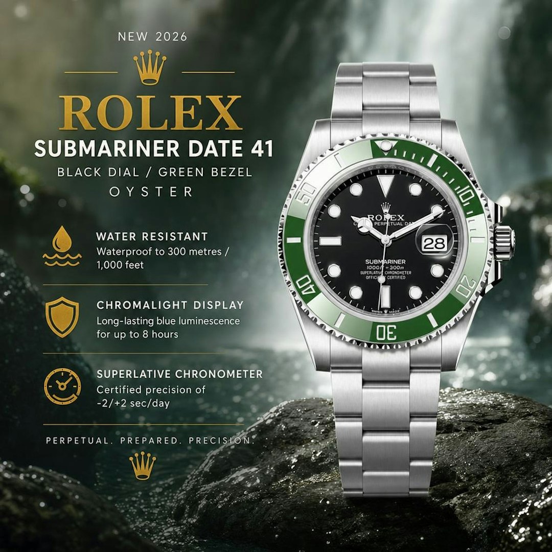 2026 ROLEX SUBMARINER DATE 41 – BLACK DIAL / GREEN BEZEL / OYSTER — STARBUCKS