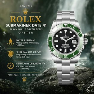 2026 ROLEX SUBMARINER DATE 41 – BLACK DIAL / GREEN BEZEL / OYSTER — STARBUCKS