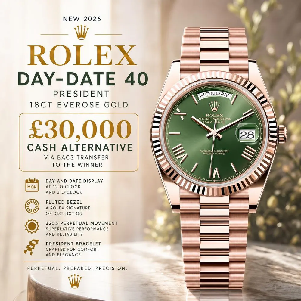 NEW 2026 ROLEX DAY-DATE 40 PRESIDENT 18CT EVEROSE GOLD OR £30,000