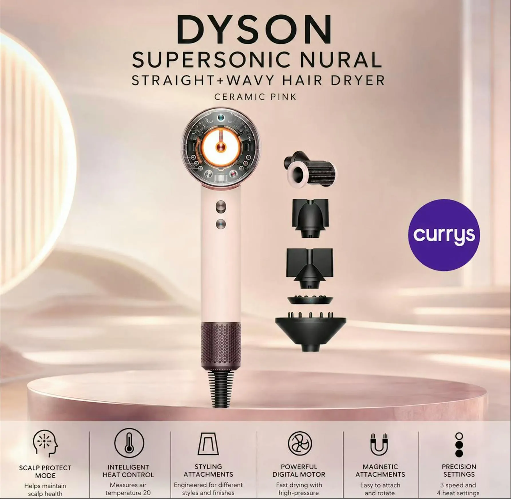 DYSON SUPERSONIC NURAL STRAIGHT+WAVY HAIR DRYER - CERAMIC PINK