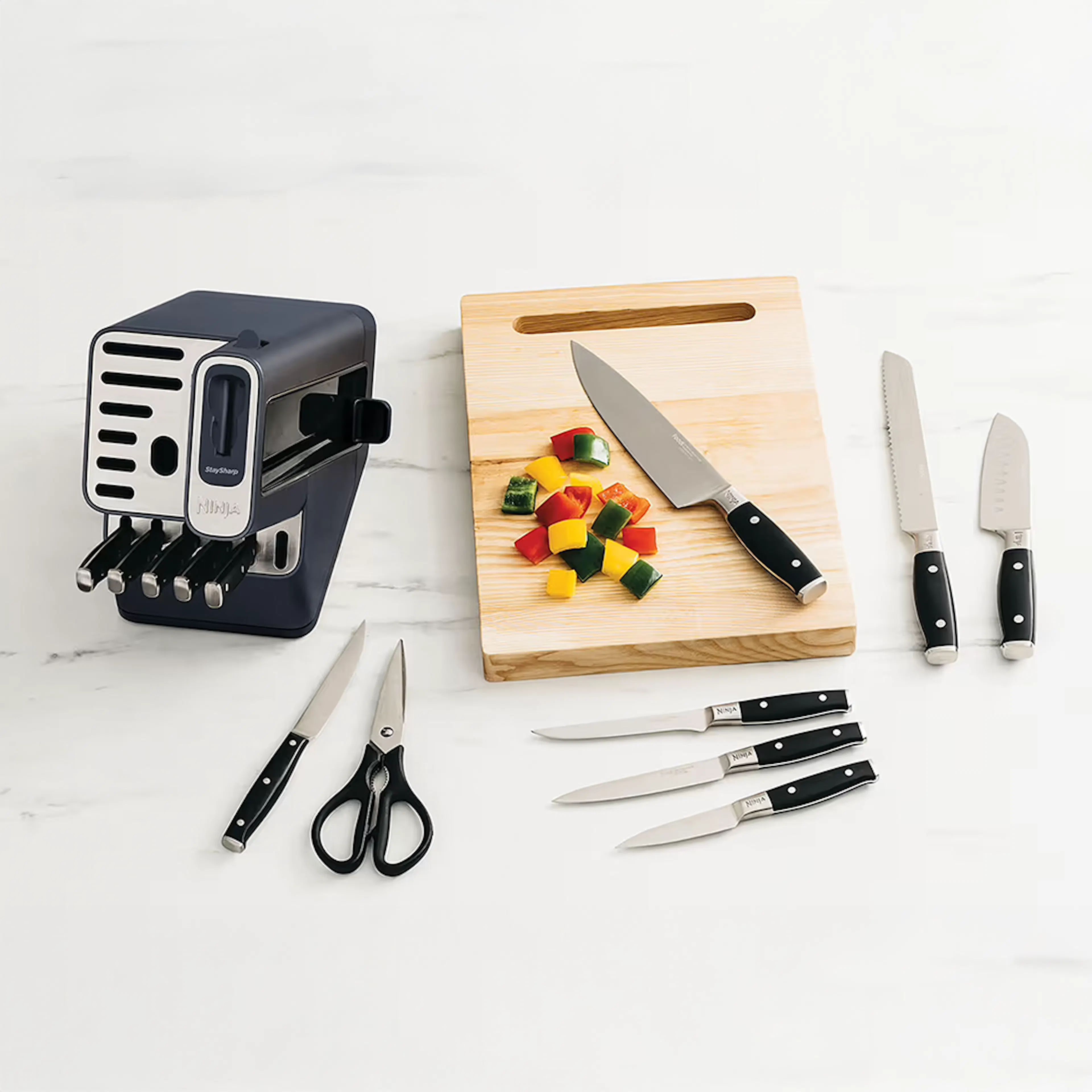 Terry Ball - Ninja Deluxe 14-Piece Knife SET WITH Integrated Sharpener