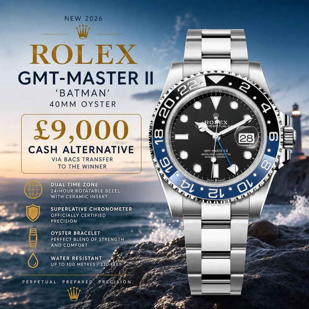 NEW 2026 ROLEX GMT-MASTER II 'BATMAN' OYSTER, 40 MM OR £9,000