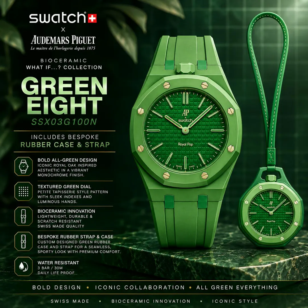 NEW SWATCH X AUDEMARS PIGUET ROYAL POP GREEN EIGHT + STRAP