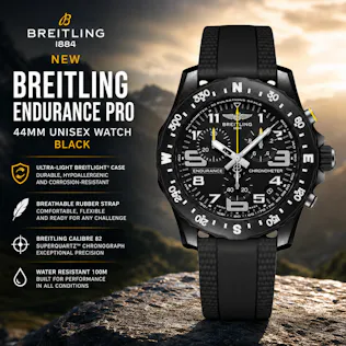 NEW BREITLING ENDURANCE PRO 44MM UNISEX WATCH BLACK RUBBER STRAP