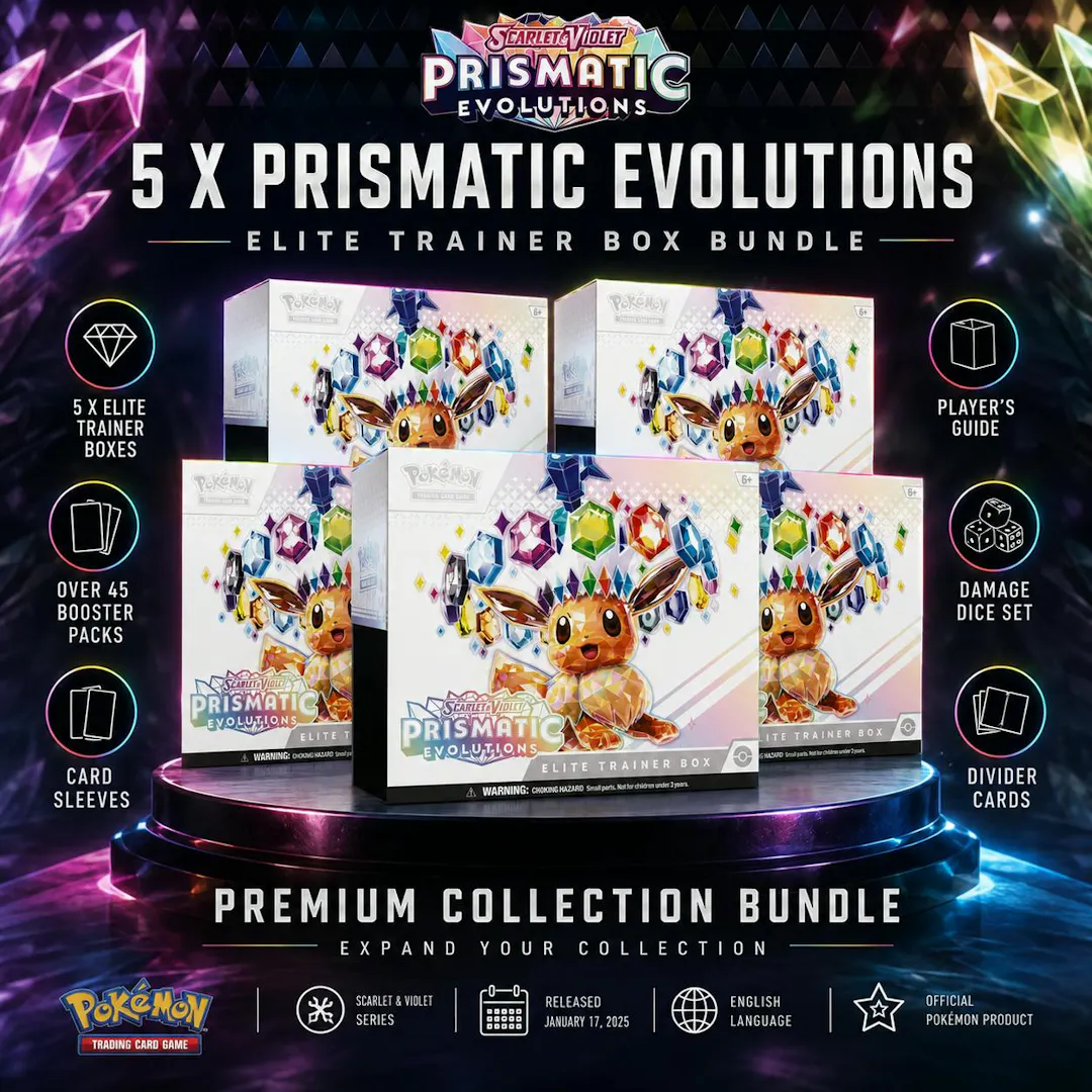 5 X POKÉMON PRISMATIC EVOLUTIONS ELITE TRAINER BOXES – BRAND NEW SEALED