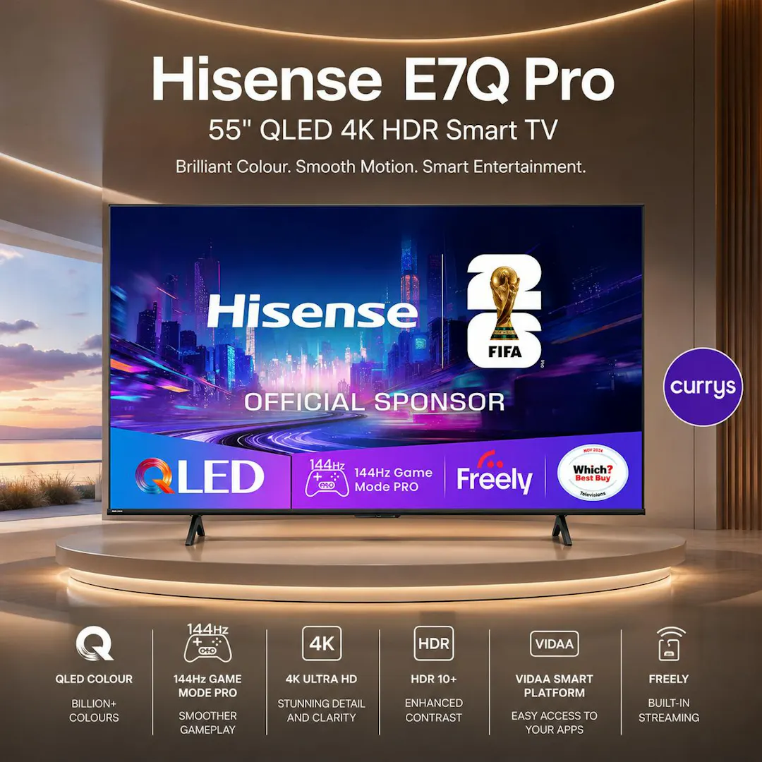HISENSE E7Q PRO 55" QLED 4K HDR Smart TV with Freely - 55E7QTUK PRO
