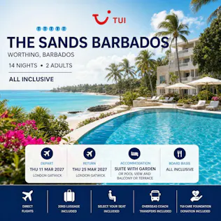 TUI ALL INCLUSIVE 14 NIGHTS 2 PEOPLE THE SANDS BARBADOS