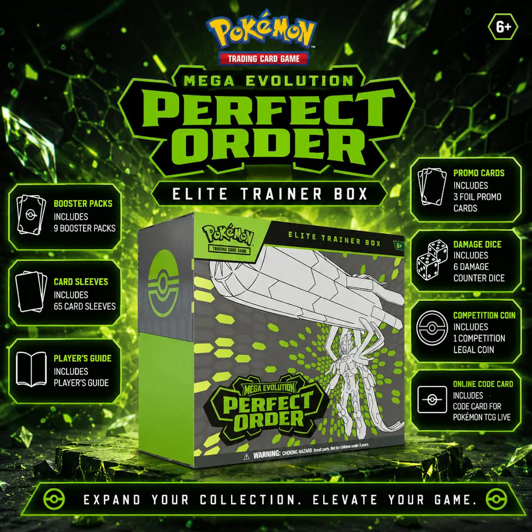 NEW POKEMON TCG MEGA EVOLUTION 'PERFECT ORDER' ELITE TRAINER BOX