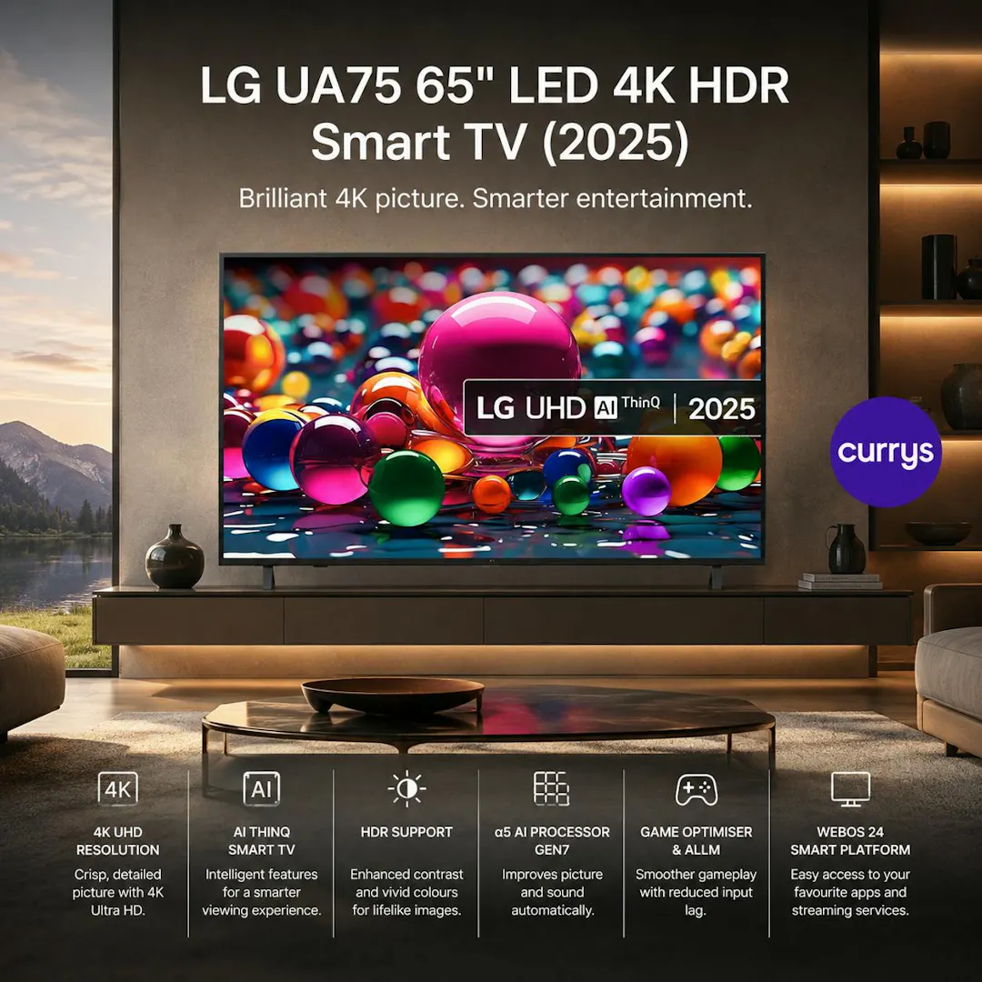 LG UA75 65" 4K HDR AI SMART TV – BIG-SCREEN ENTERTAINMENT