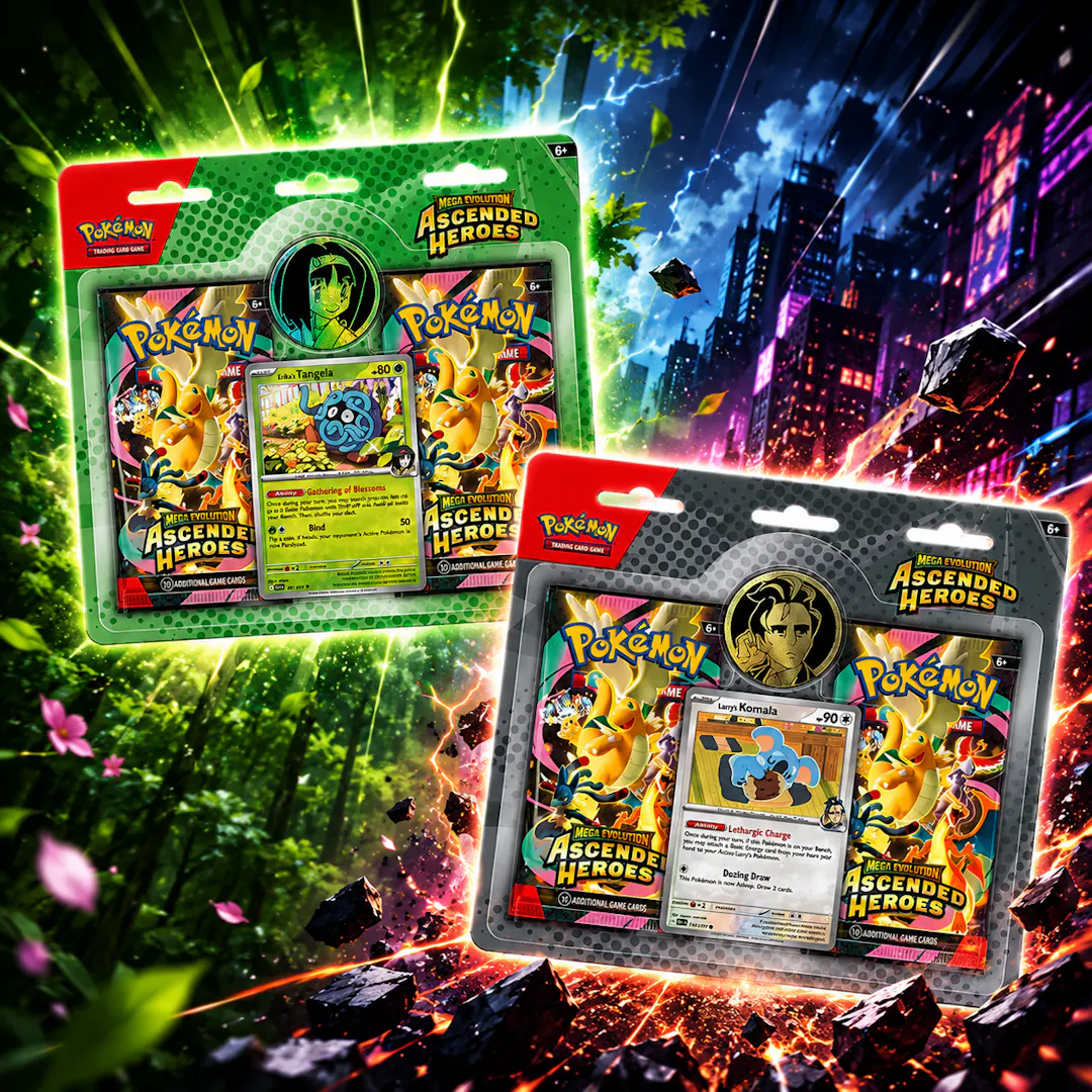 20 x POKÉMON TCG – ASCENDED HEROES 2 PACK BLISTERS LARRY & ERIKA