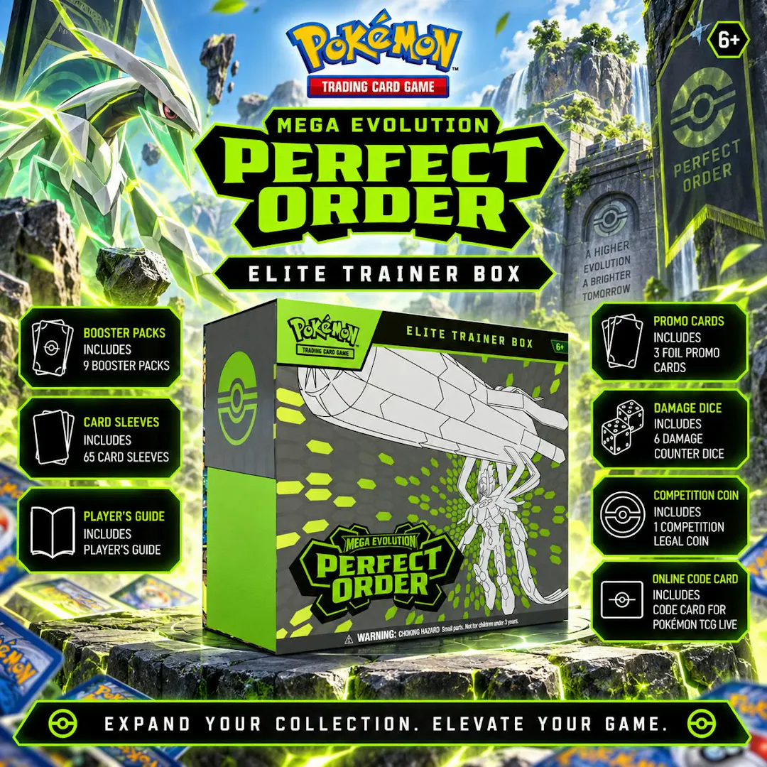 NEW POKEMON TCG MEGA EVOLUTION 'PERFECT ORDER' ELITE TRAINER BOX