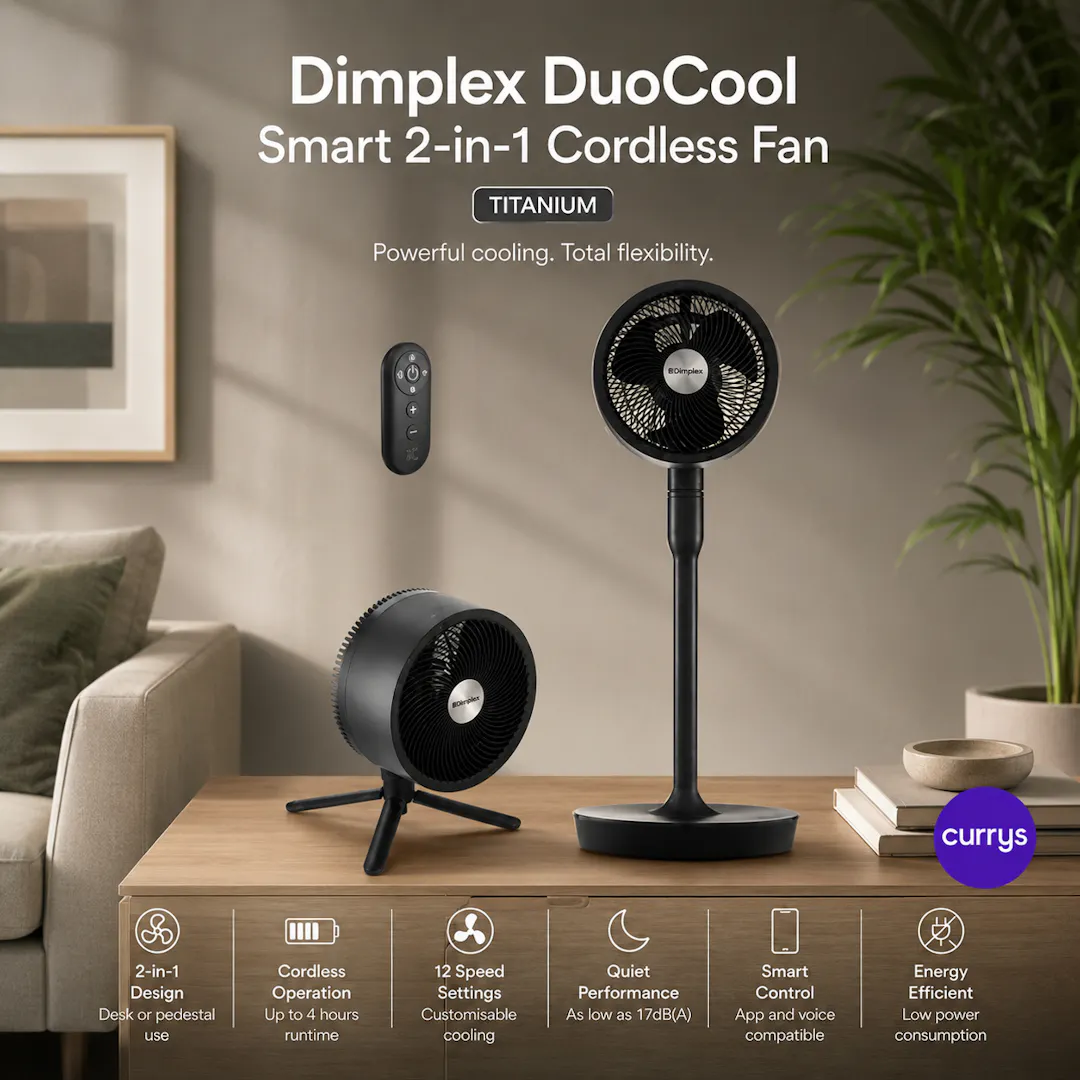 DIMPLEX DuoCool Smart 2-in-1 Cordless Fan - Titanium