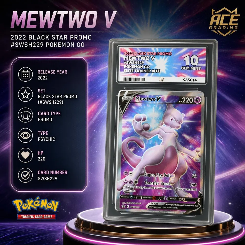 ACE 10 2022 BLACK STAR PROMO MEWTWO V #SWSH229 POKEMON GO