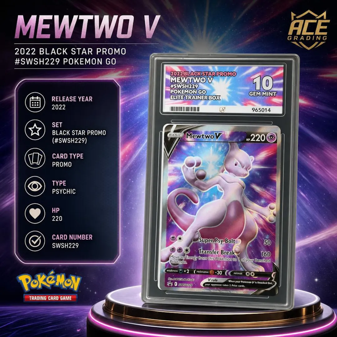 ACE 10 2022 BLACK STAR PROMO MEWTWO V #SWSH229 POKEMON GO