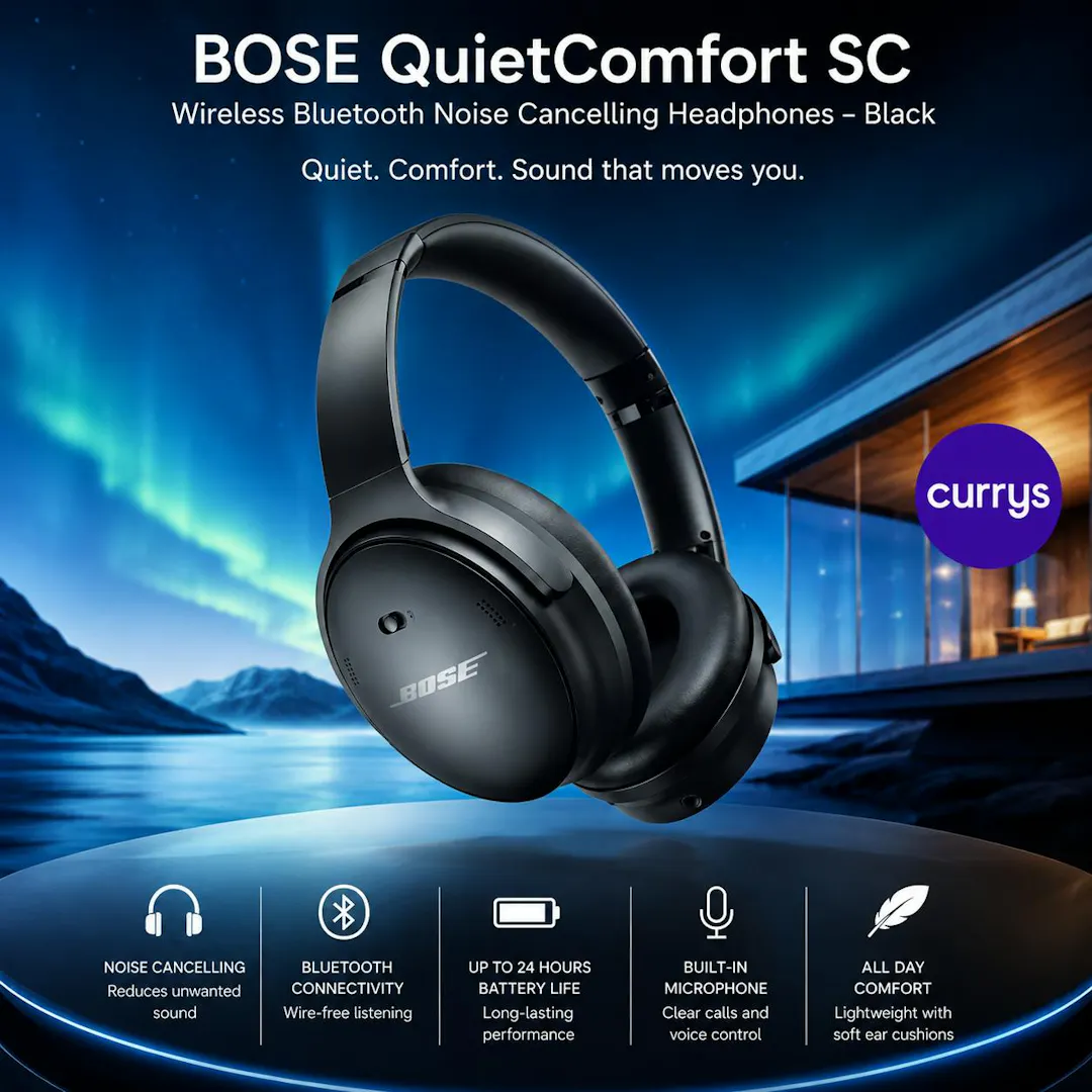 BOSE QUIETCOMFORT SC WIRELESS NOISE CANCELLING HEADPHONES – BLACK