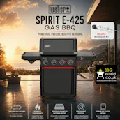 STEALTH EDITION WEBER SPIRIT E-425 GAS BBQ + ROTISSERIE KIT & COVER